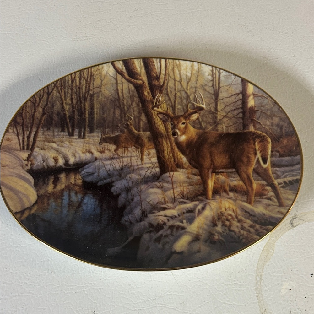 Winter Forest Deer Decorative Plate